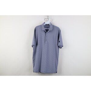 Greyson Clothiers Mens Medium Striped Knit Stretch Collared Golf Polo Shirt Blue